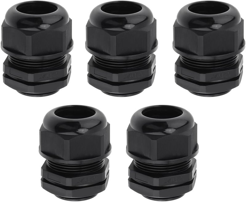 RTNLIT 1-1/4" NPT Cable Gland, Waterproof Adjustable Nylon Plastic Strain Relief Cord Connectors With Gaskets(Pack of 5) - Image 1
